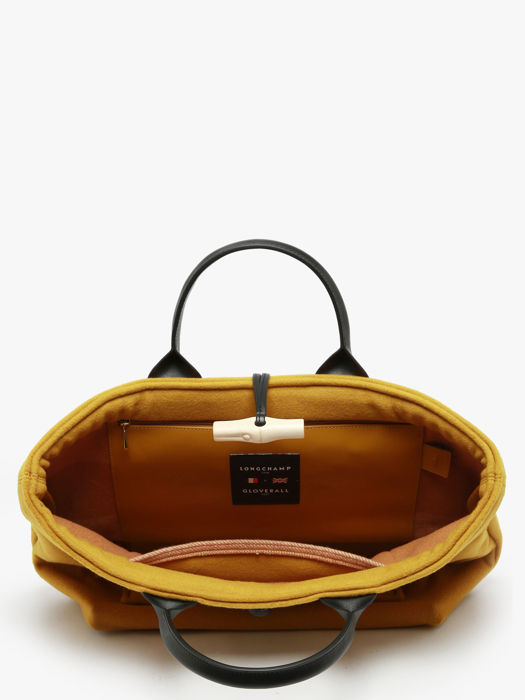 Longchamp Le roseau toile duffle coat Handtas Geel